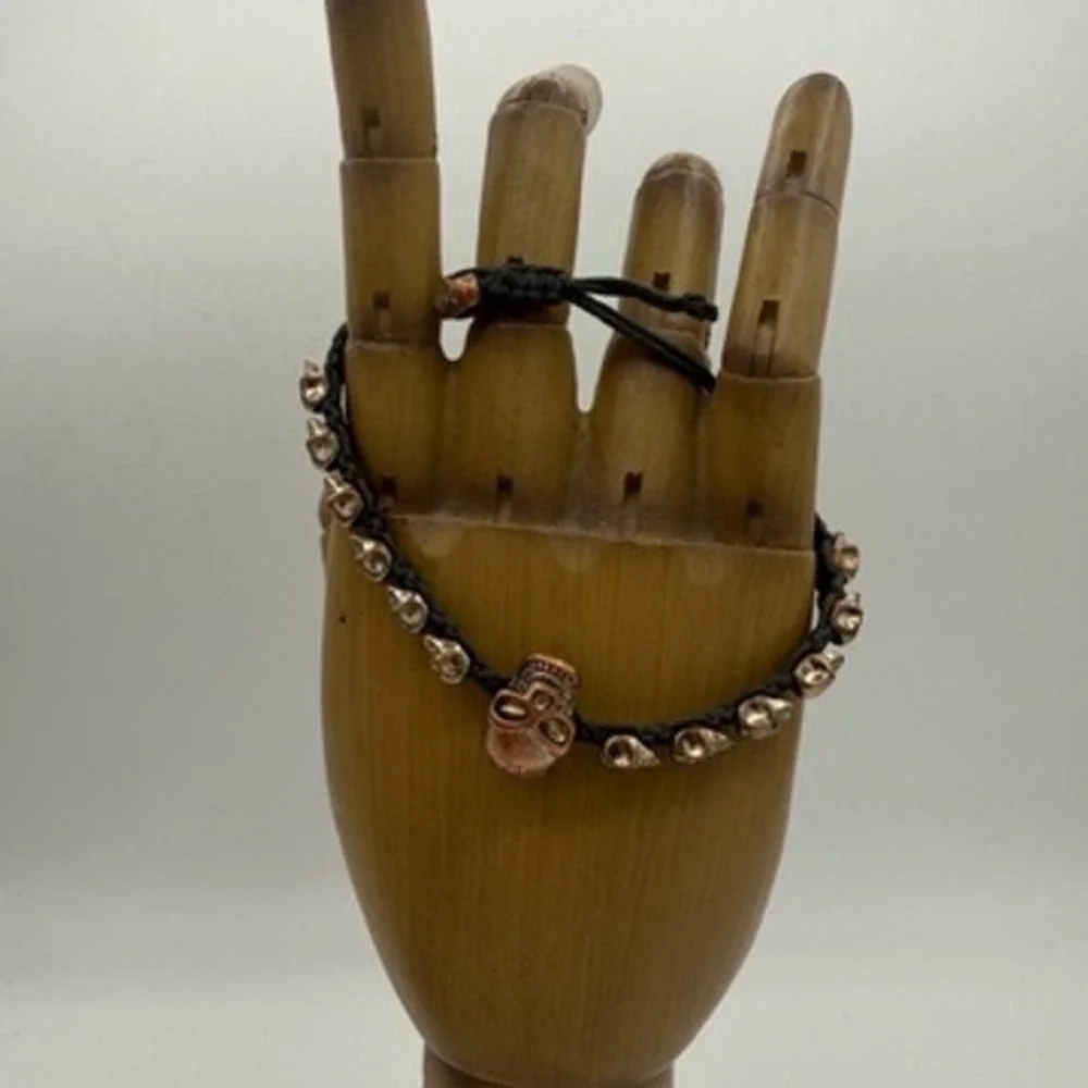 Unbranded Skull Charm Bracelet Unisex OS Copper Black Excellent Gothic Biker